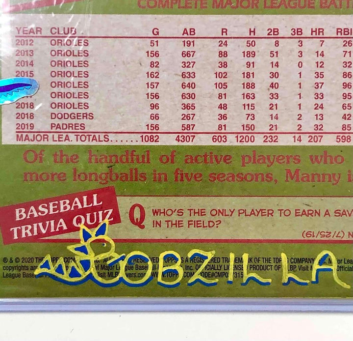 Manny Machado 2020 Topps 5x7 Padres #85-82 Bobzilla embellished card Auto 1/1