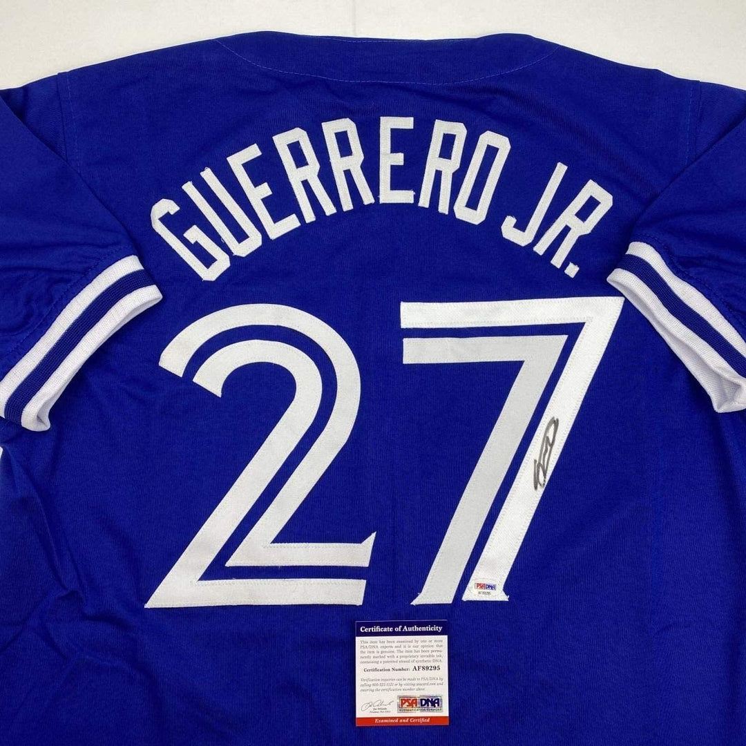 Autographed/Signed VLADIMIR VLAD GUERRERO JR Toronto Blue Jersey PSA COA