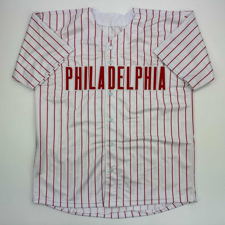 Facsimile Autographed Alec Bohm Philadelphia Pinstripe Reprint Jersey Men's XL