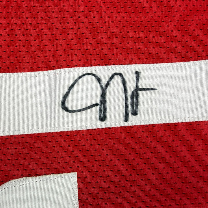 Autographed/Signed James Harden Houston Red Basketball Jersey Beckett COA
