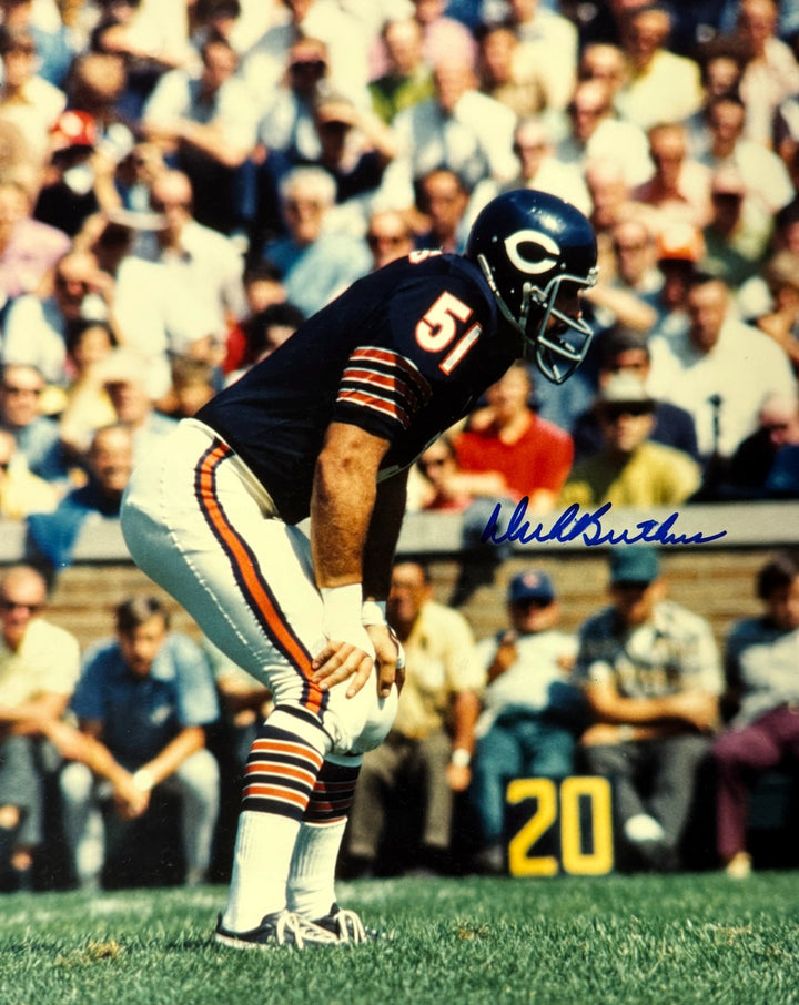 Dick Butkus signed Chicago Bears 8x10 Photo minor dings- NFL Alumni LOA (HOF)