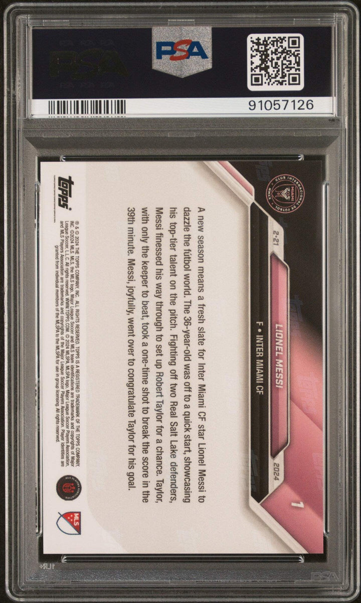 Graded 2024 Topps Now MLS Lionel Messi #1 Maestro Creates 1st Goal of 2024 MLS S
