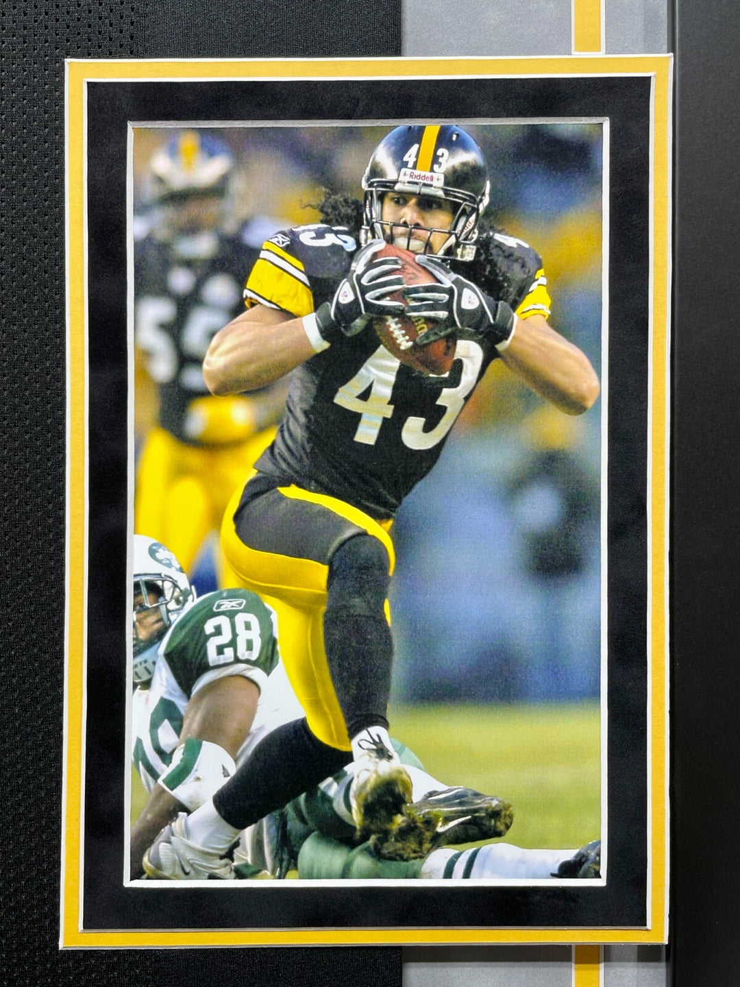 Troy Polamalu Autographed Pittsburgh Steelers Black Jersey Framed BAS Signed