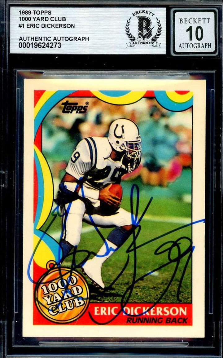 Eric Dickerson Gem Mint 10 Beckett BAS Signed 1989 Topps 1000 Yard Club Autograp