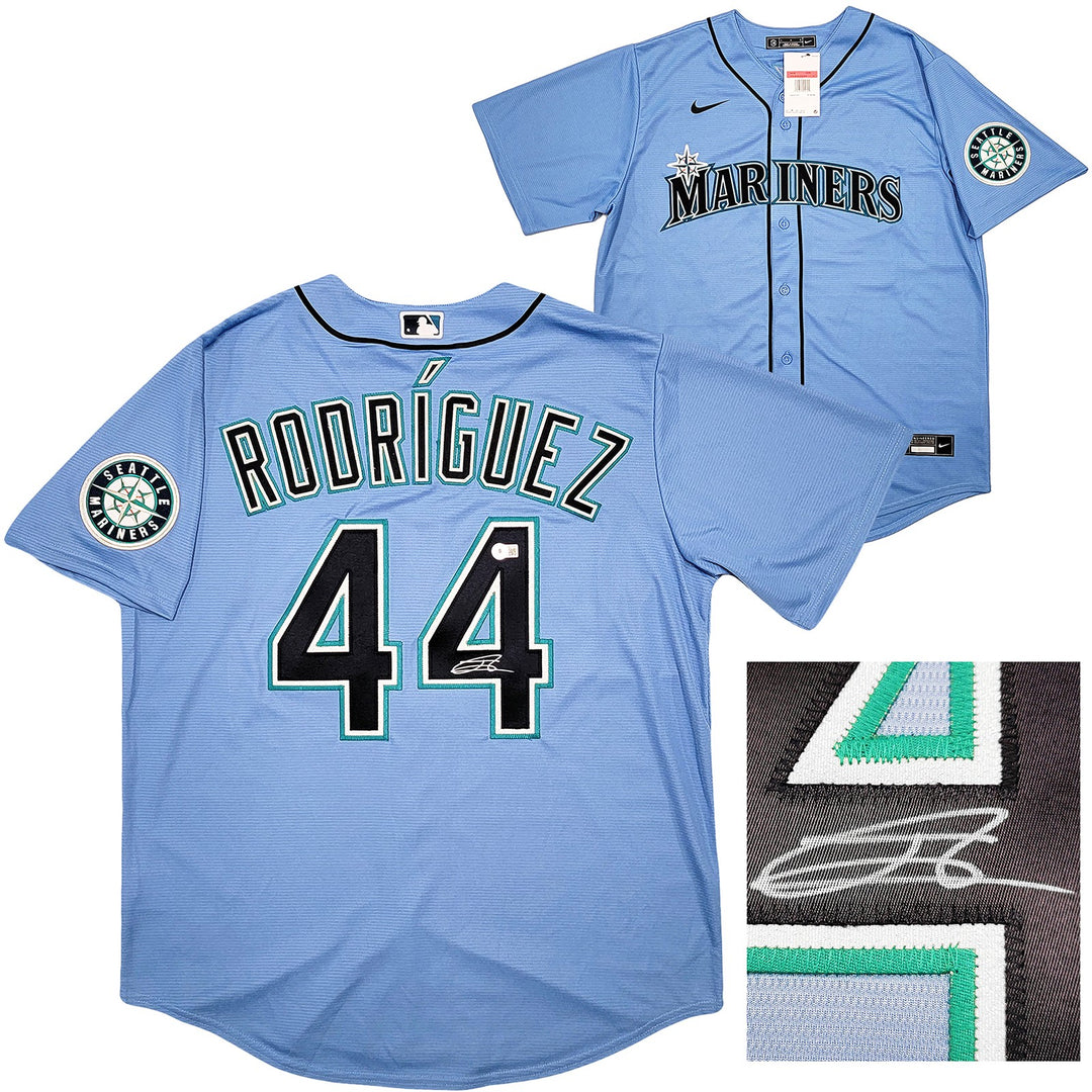Seattle Mariners Julio Rodriguez Signed Blue Nike Jersey Size L Beckett