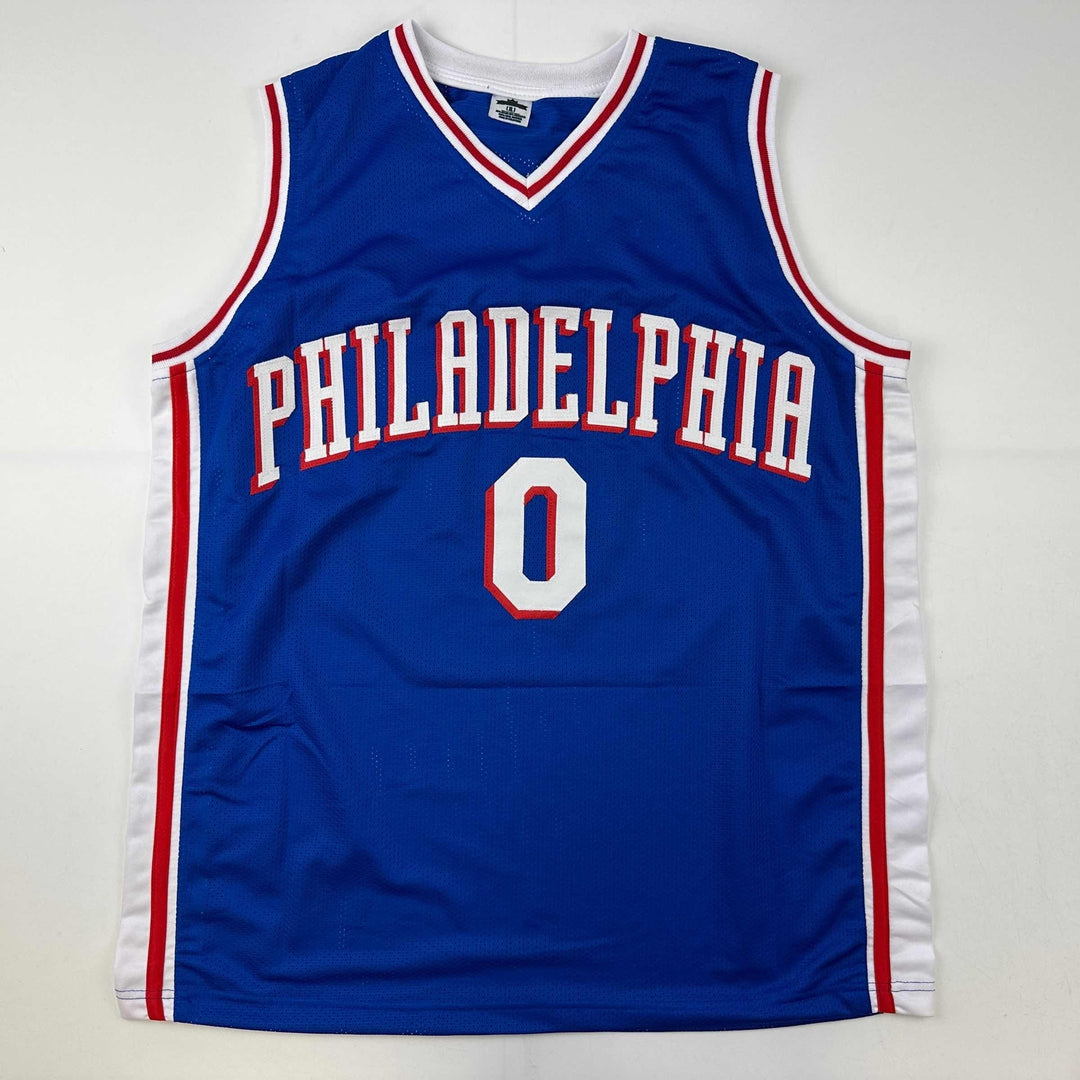 Facsimile Autographed Tyrese Maxey Philadelphia Blue Reprint Jersey Size Mens XL