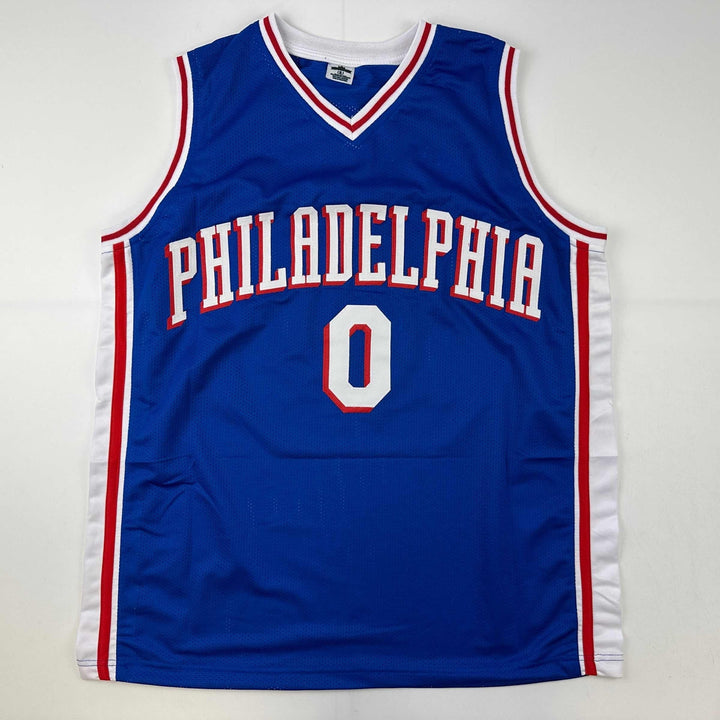 Facsimile Autographed Tyrese Maxey Philadelphia Blue Reprint Jersey Size Mens XL