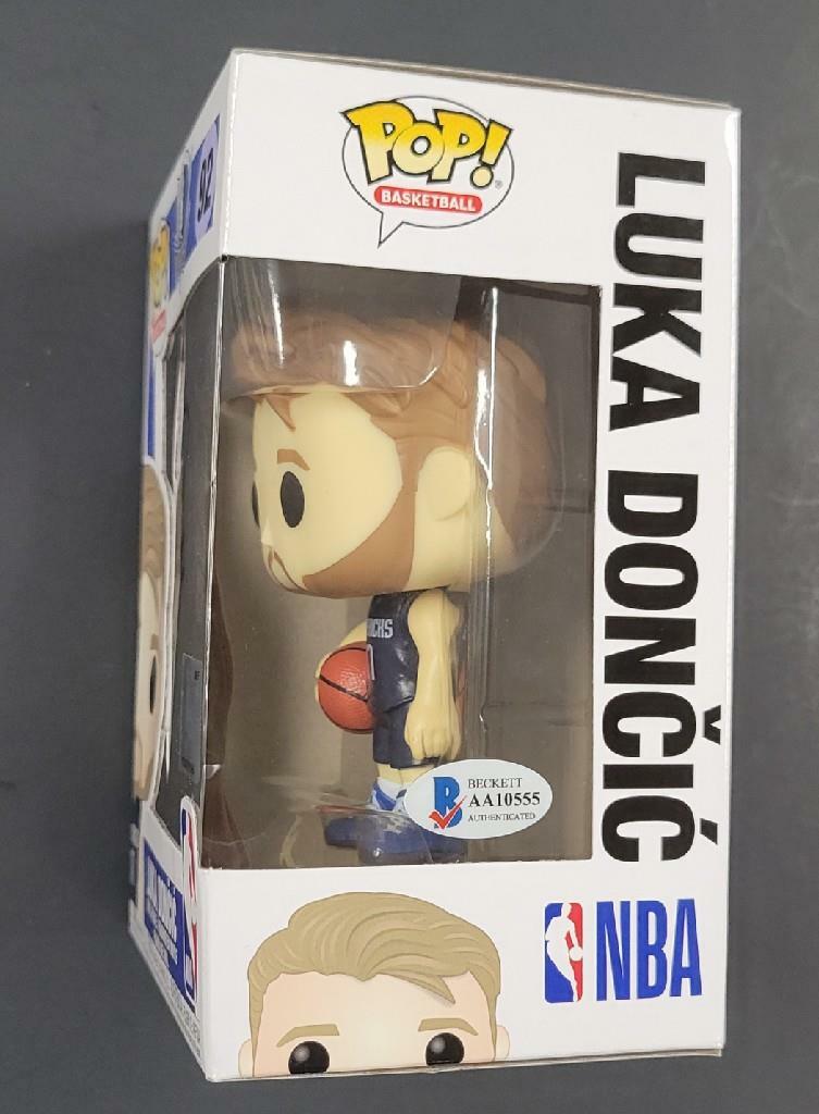 Luka Doncic autograph Mavs signed Funko POP w/ photo proof & Beckett BAS COA