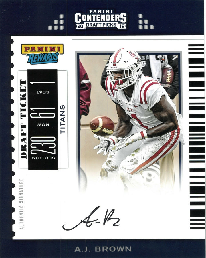 AJ (A.J.) Brown signed Panini Contenders 2019 Draft Picks 8X10 Photo Ole Miss