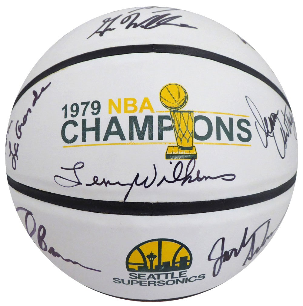 1978-79 NBA Champs Sonics Multi Auto Basketball 9 Sig Fred Brown Lenny Wilkens