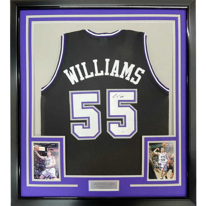 FRAMED Autographed/Signed JASON WILLIAMS 33x42 Sacramento Black Jersey PSA COA