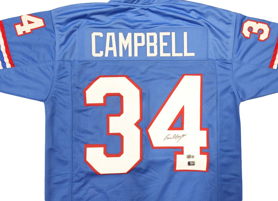 Houston Oilers Earl Campbell Signed Blue Jersey Beckett