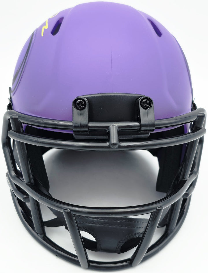 Jordan Addison Signed Vikings Rave Purple Speed Mini Helmet (In Yellow) Beckett