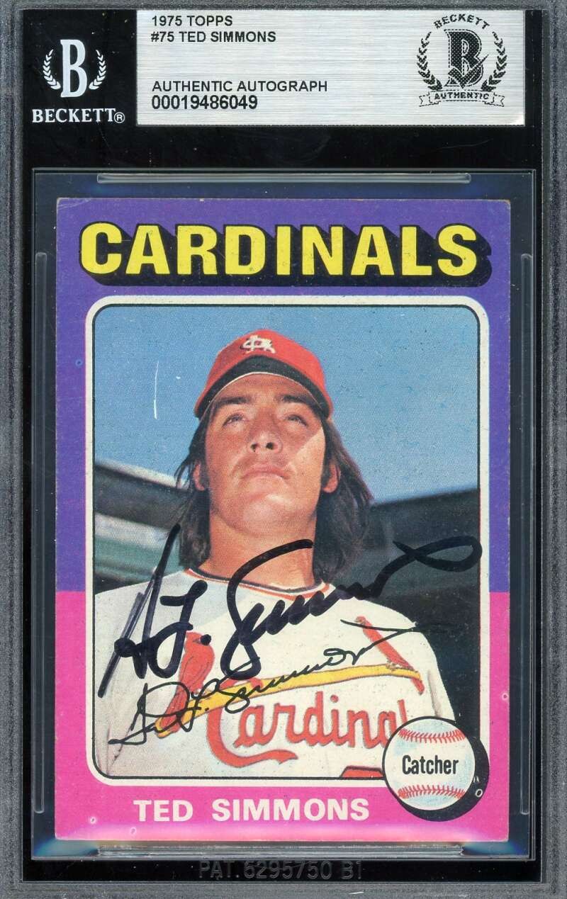 Ted Simmons Beckett BAS Signed 1975 Topps Autograph Cardinals