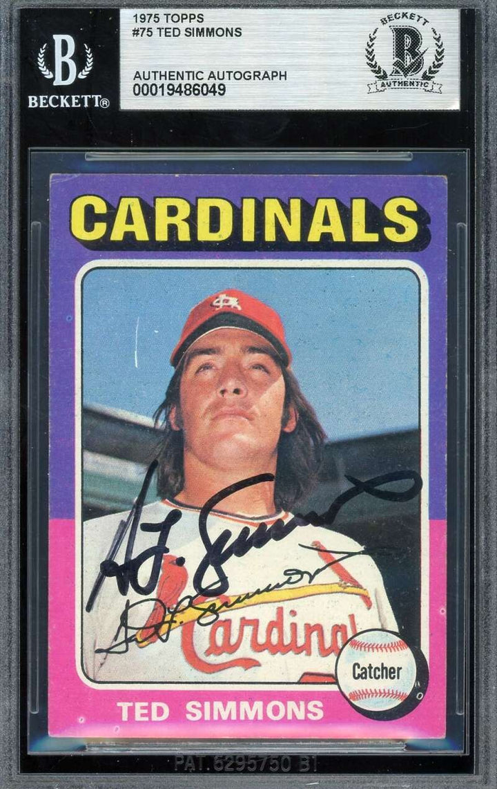 Ted Simmons Beckett BAS Signed 1975 Topps Autograph Cardinals