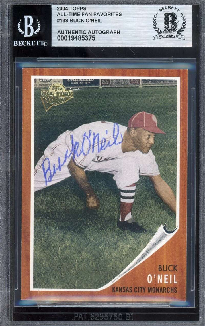 Buck O'Neil Beckett BAS Signed 2004 Topps All Time Fan Fav Autograph