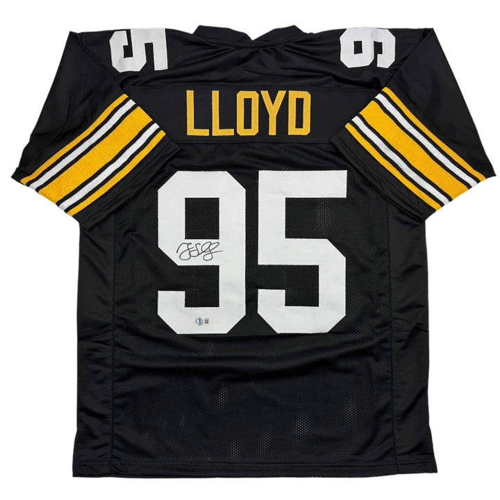 Autographed/Signed Greg Lloyd Pittsburgh Black Football Jersey Beckett BAS COA