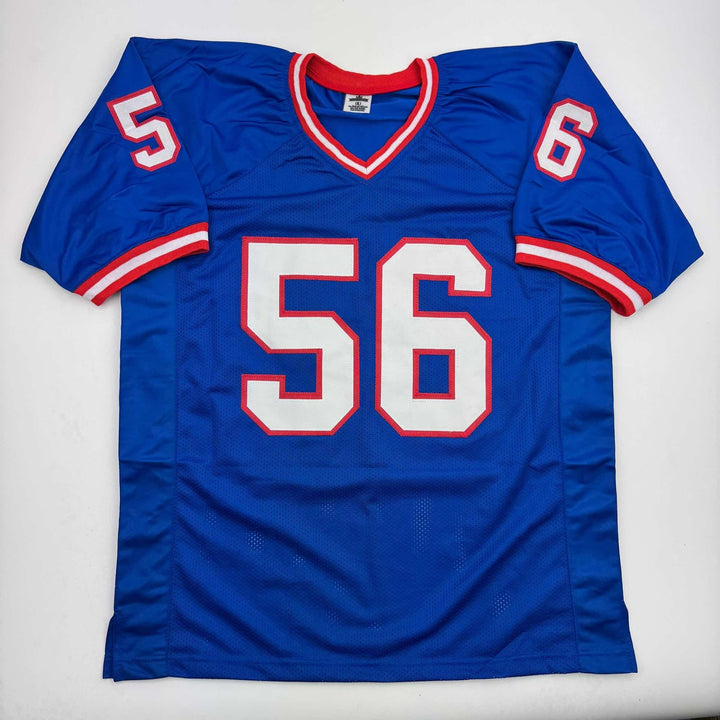 Autographed/Signed LAWRENCE TAYLOR New York Blue Jersey JSA COA Auto