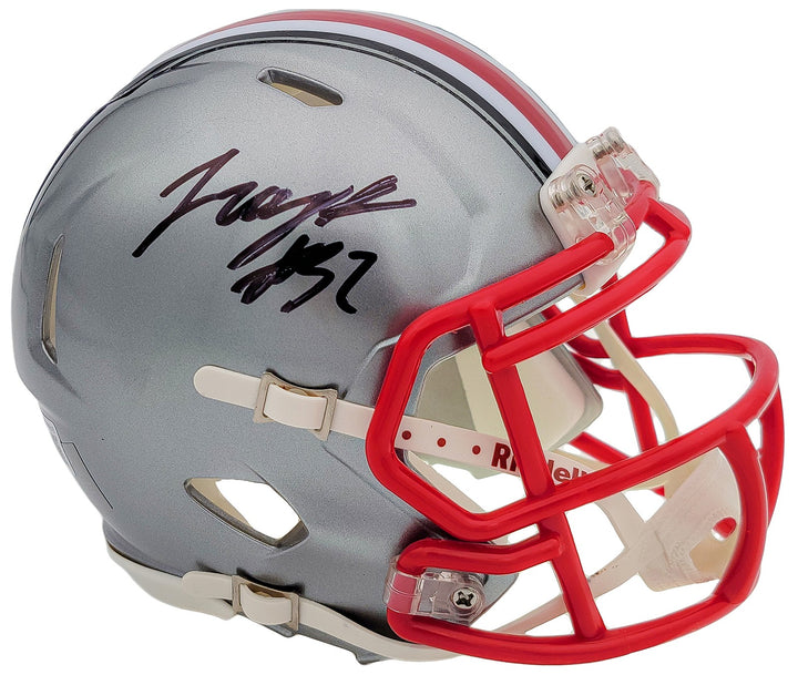 TreVeyon Henderson Auto Ohio State Buckeyes Flash Silver Mini Helmet Beckett