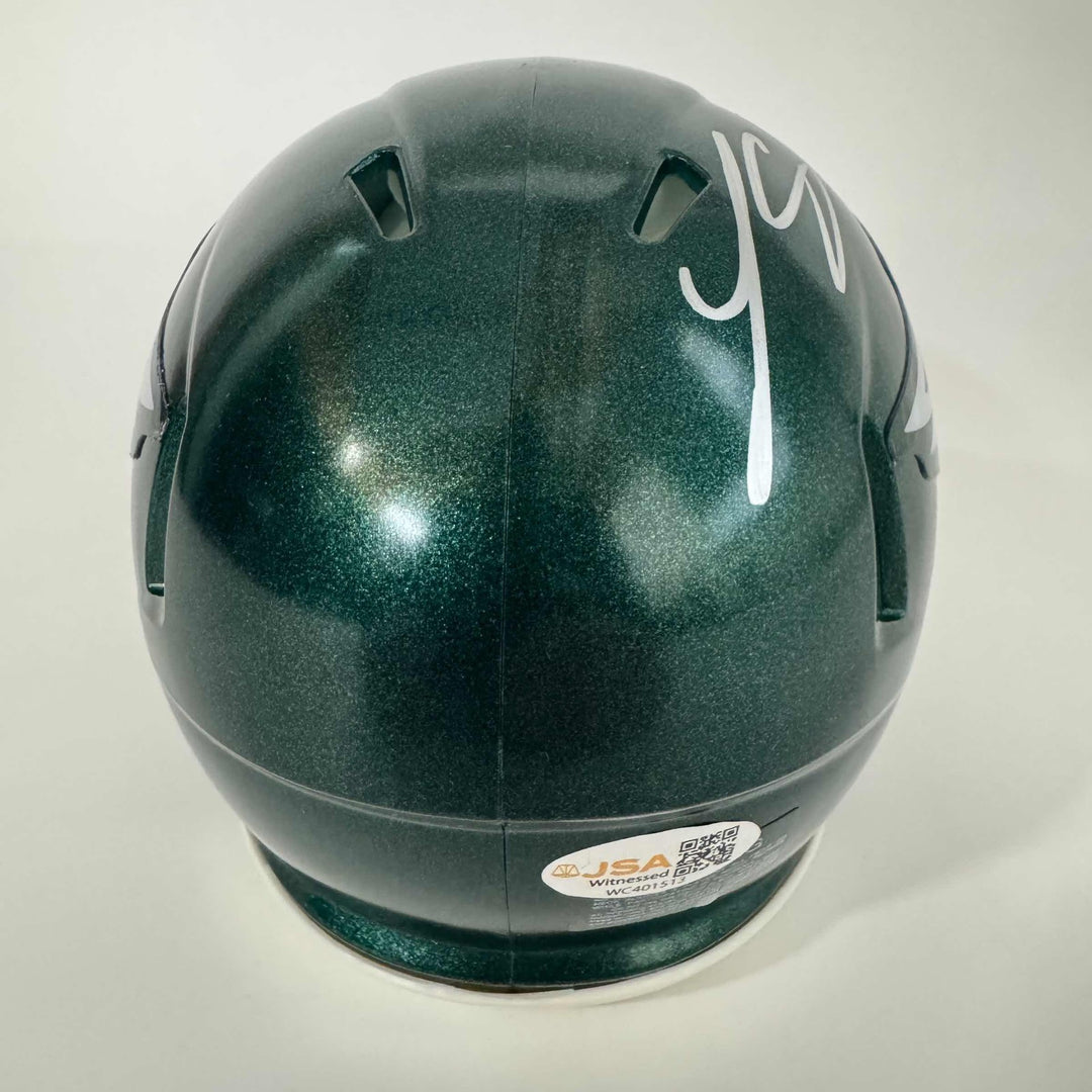 Autographed/Signed LeSean McCoy Philadelphia Eagles Mini Helmet JSA COA