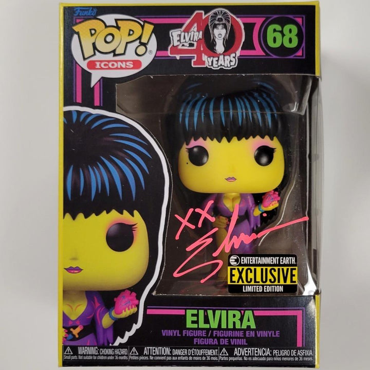 Elvira signed Black Light Funko Pop autograph pink ~ BAS Beckett Witness