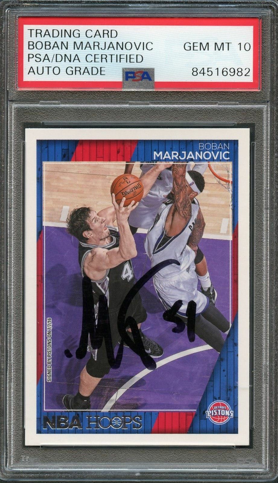 2016-17 NBA Hoops #233 Boban Marjanovic signed Auto 10 Card PSA/DNA Slabbed Pist