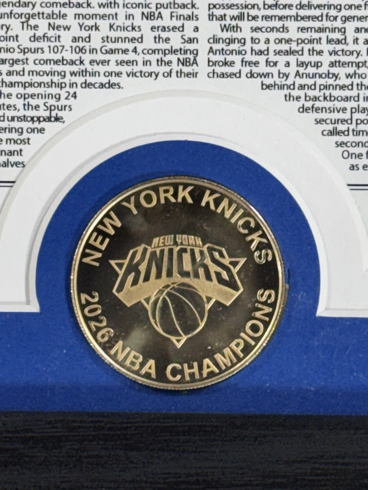 2026 NBA Champions NY Knicks Newspaper Framed Photo Highland Mint Brunson MVP