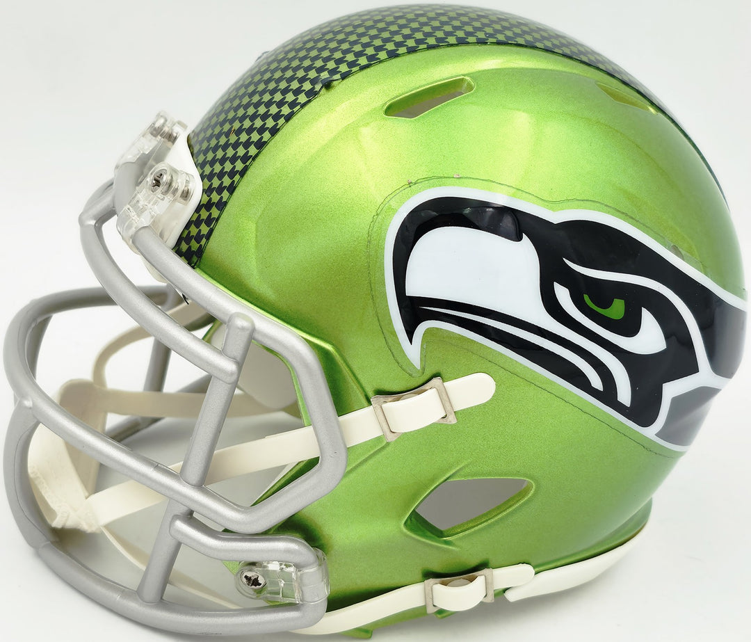 Grey Zabel Signed Seattle Seahawks Flash Green Speed Mini Helmet MCS Holo