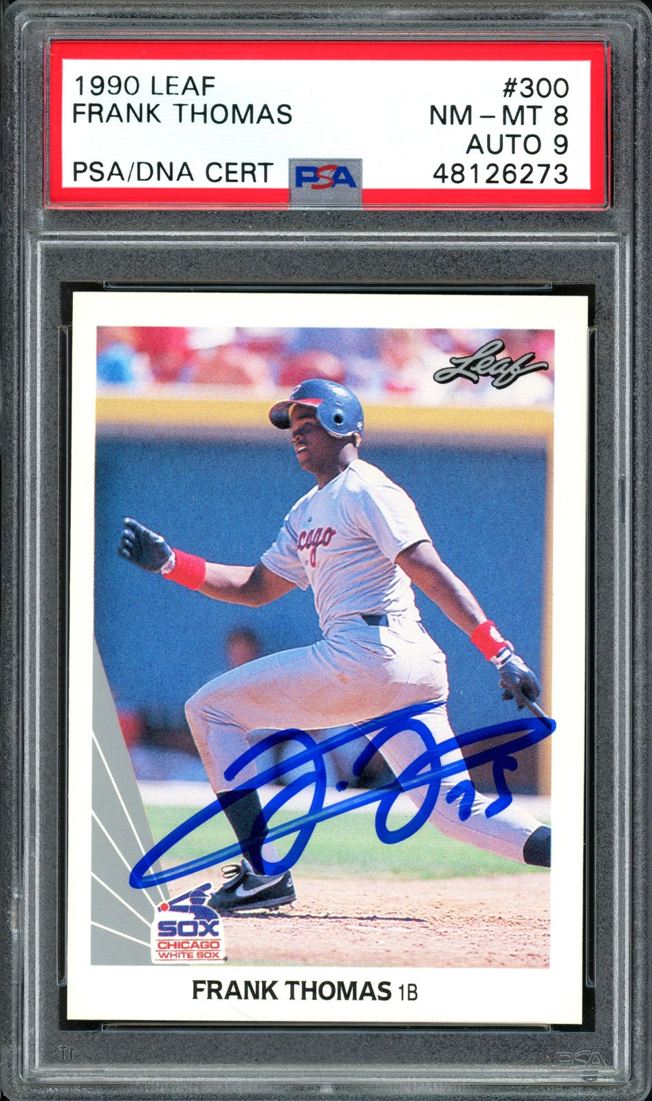 Frank Thomas Auto Signed 1990 Leaf RC 300 White Sox Auto 9 Card NM-MT 8 PSA/DNA