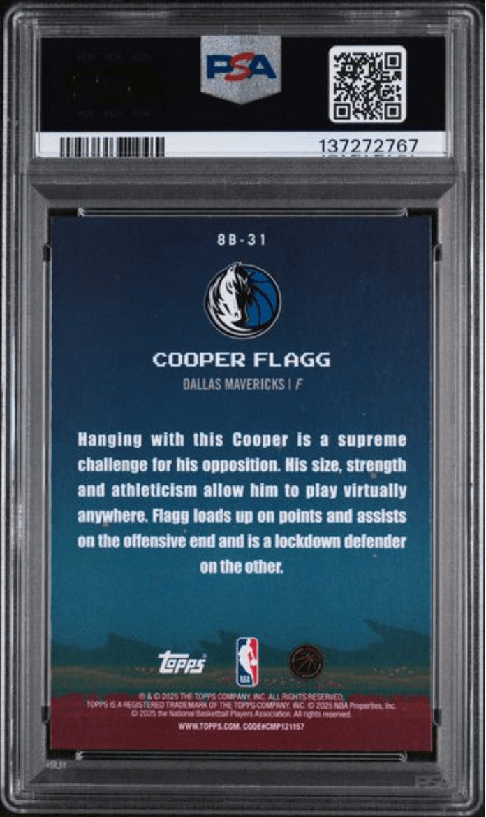 Graded 2025 Topps Cooper Flagg #8B-31 8 Bit Ballers Rookie Card PSA 9