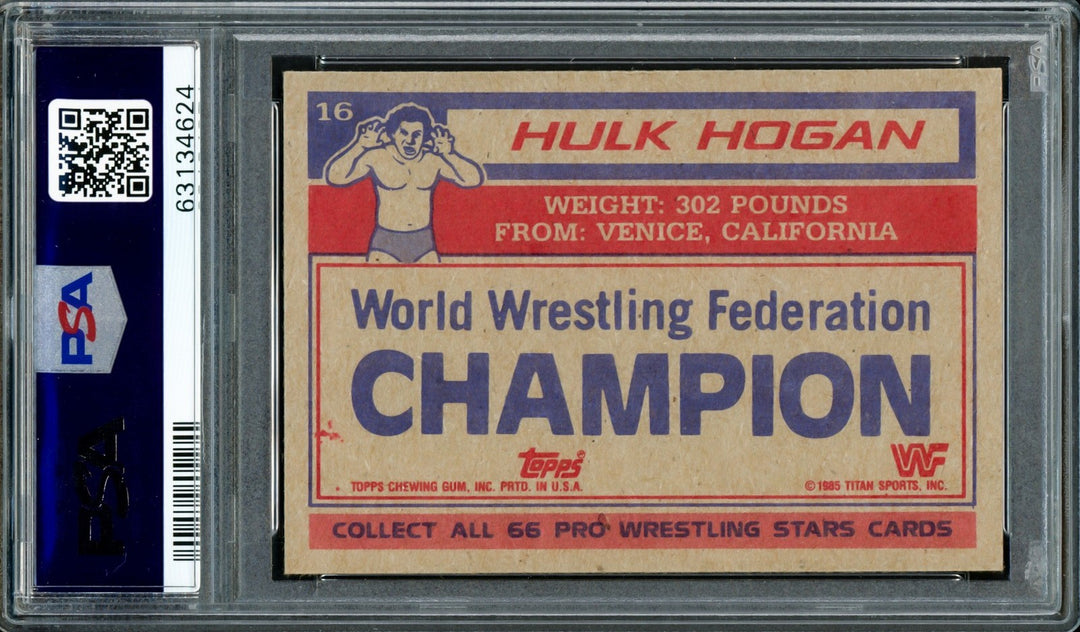 Hulk Hogan Signed 1985 Topps WWF RC 16 Auto GM 10 PSA/DNA #63134624