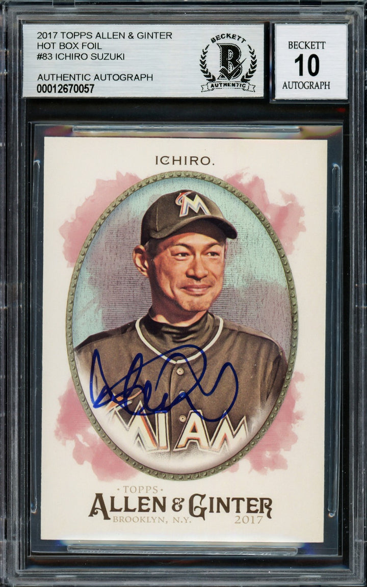 Ichiro Suzuki Auto 2017 Topps Allen Ginter Foil Card 83 Mariners Auto 10 Beckett