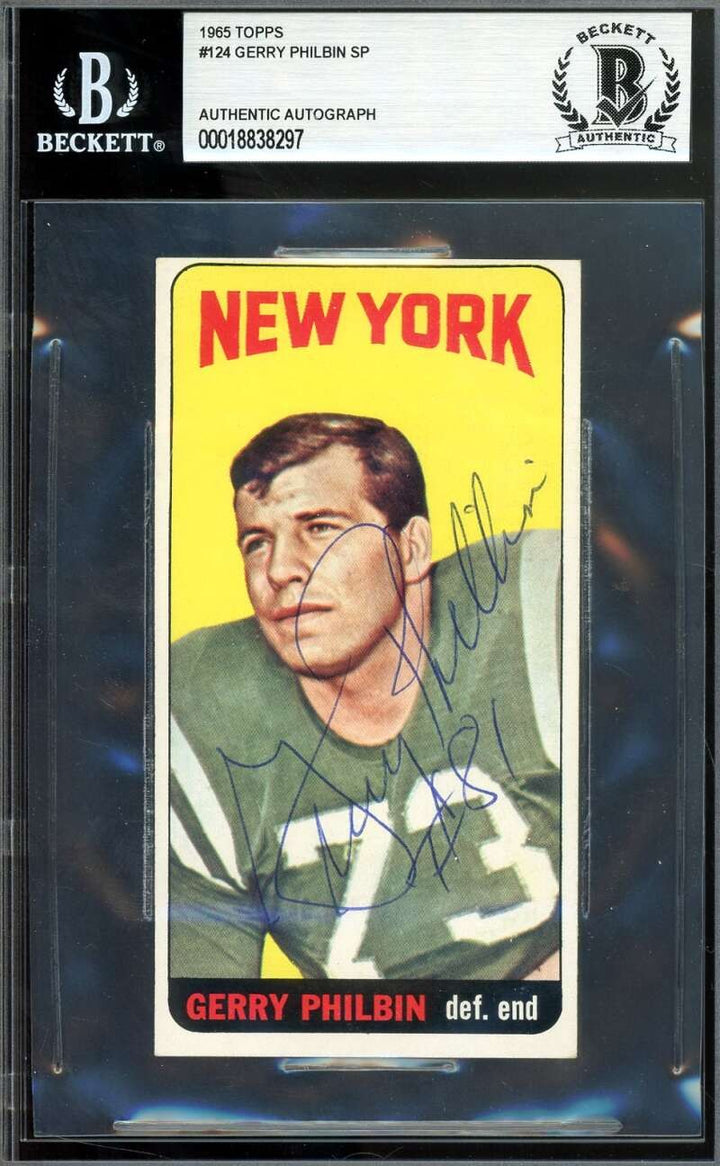 Gerry Philbin Beckett BAS Signed 1965 Topps SP Autograph