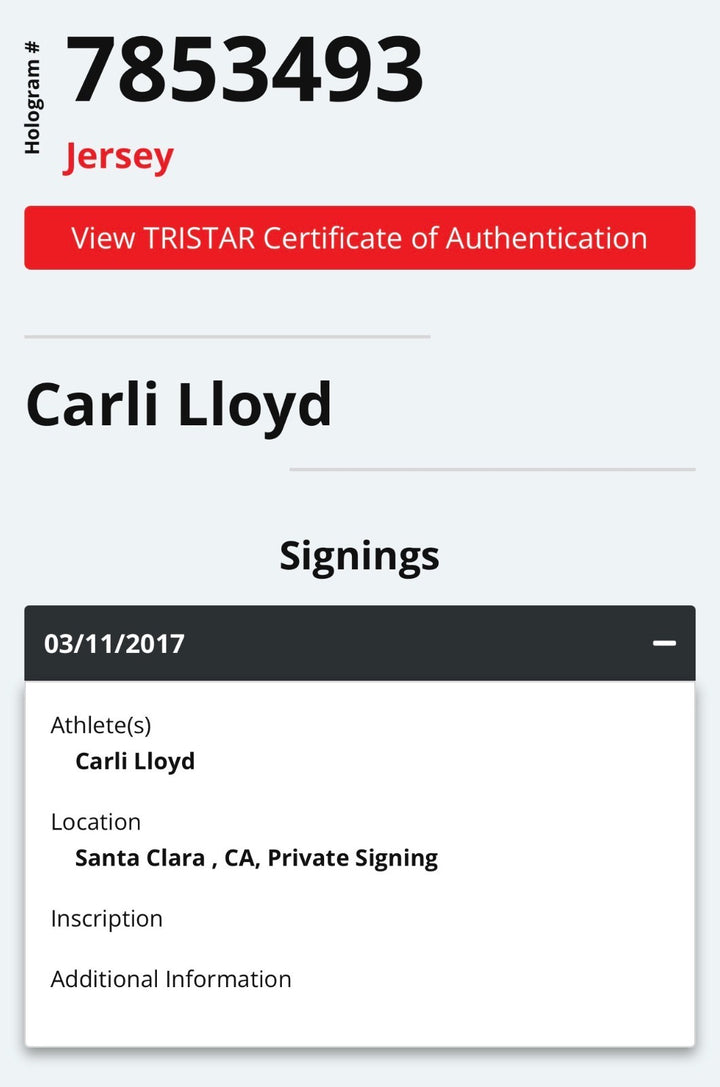 Carli Lloyd Signed Custom #10 Blue White Jersey Team USA Autograph TriStar COA