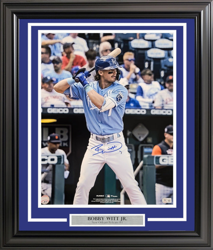 Bobby Witt Jr. Signed Framed 16x20 Photo Kansas City Royals Beckett Wit