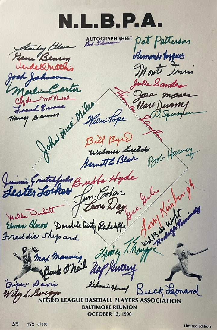 Negro League Signed 11x17 44 Sigs-Beckett Day/Leonard/O'Neil/Pope/Irvin/Radcliff