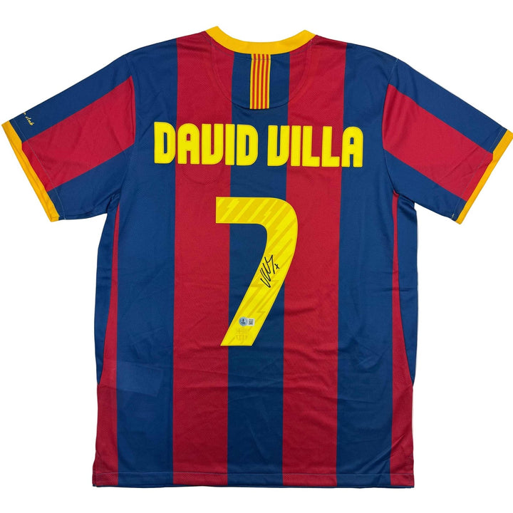 Autographed/Signed David Villa FC Barcelona Blue Jersey Beckett BAS COA