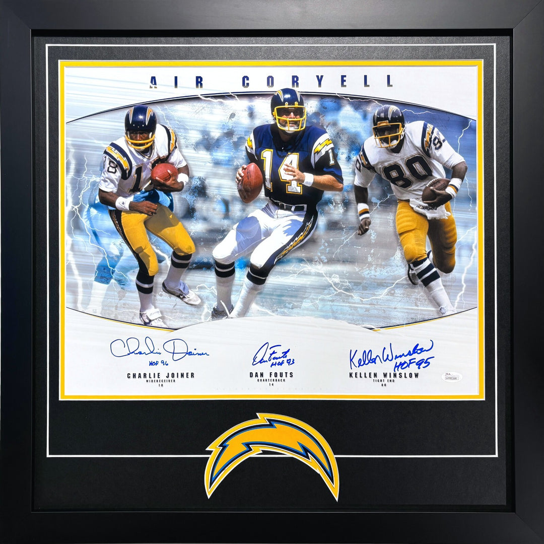 Air Coryell Fouts Joiner Winslow Signed San Diego LA Chargers Framed 16x20 Photo