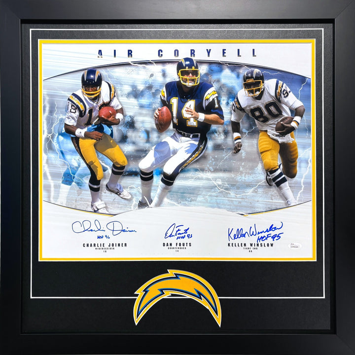 Air Coryell Fouts Joiner Winslow Signed San Diego LA Chargers Framed 16x20 Photo