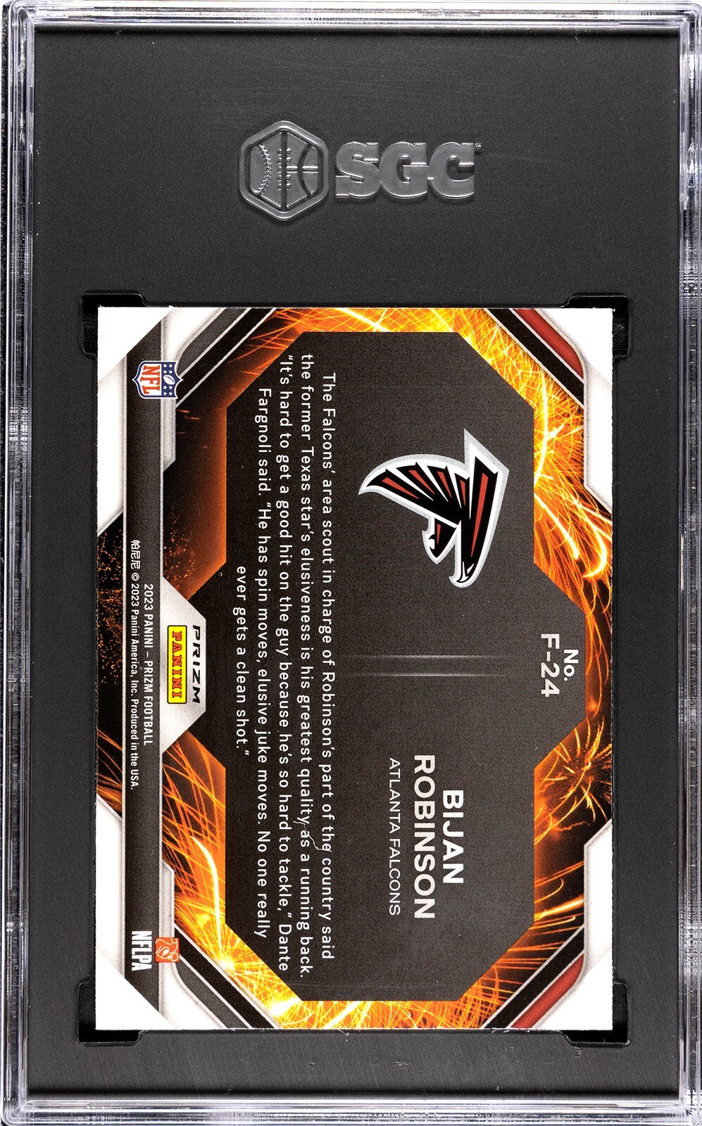 Bijan Robinson 2023 Panini Fireworks Green Wave Prizm RC  #F-24 - SGC Graded 10
