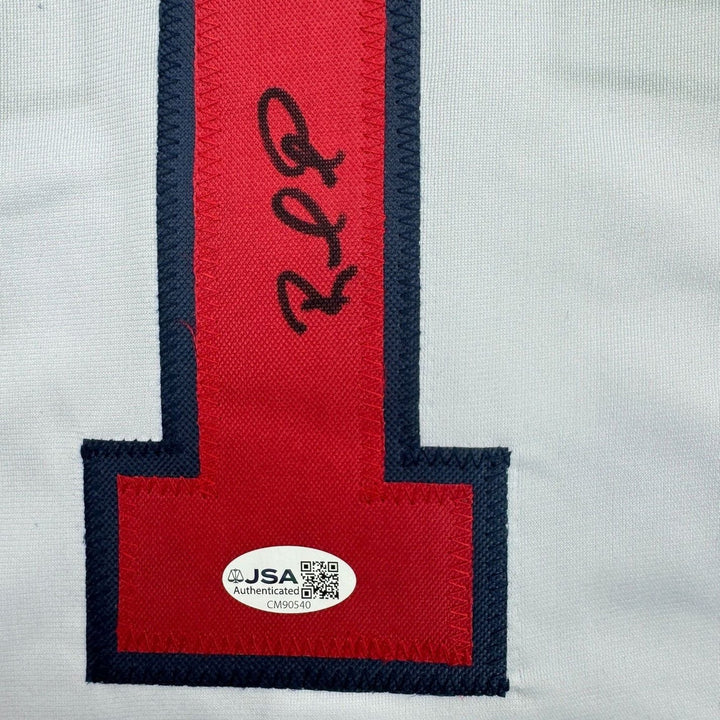 Framed Autographed/Signed Rafael Furcal 35x39 Atlanta White Jersey JSA COA