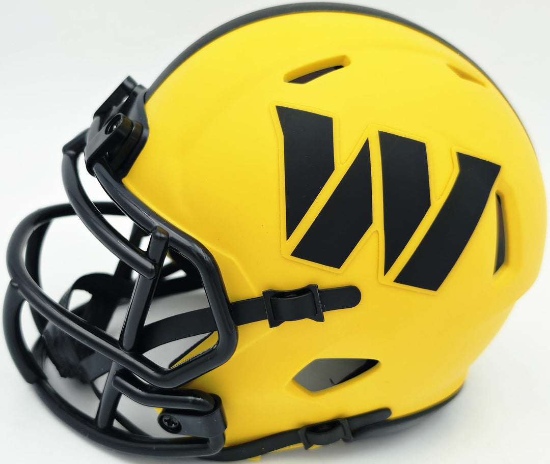 Mike Sainristil Signed Commanders Rave Yellow Speed Mini Helmet Beckett Witness