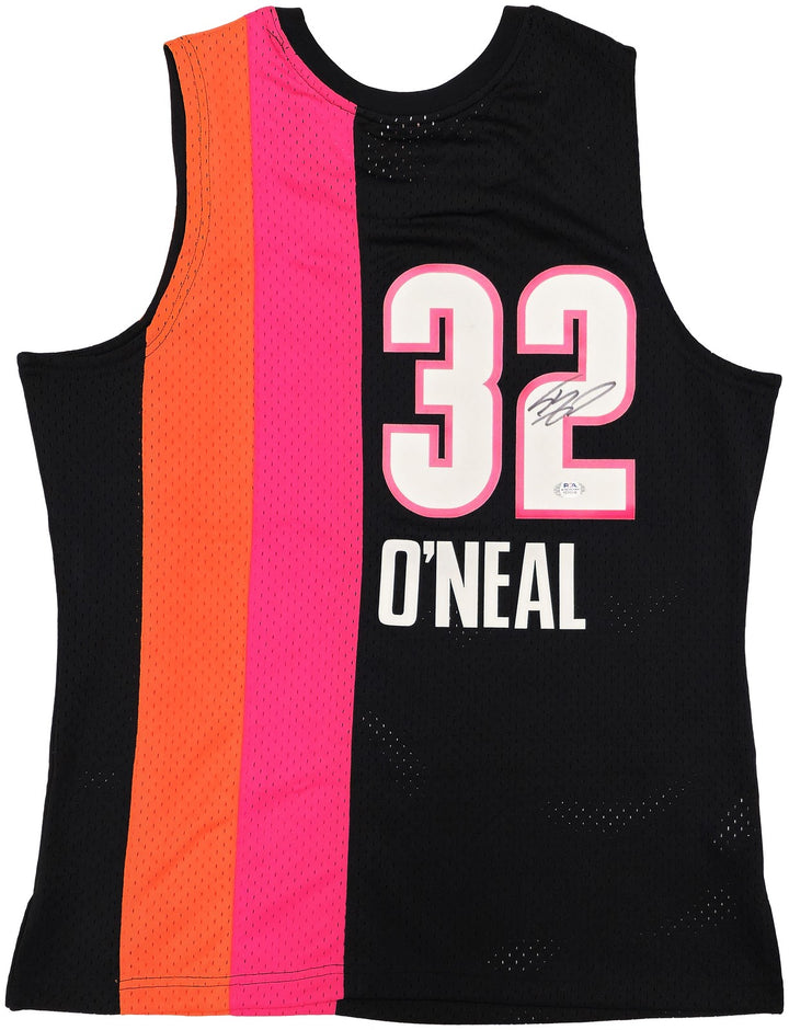 Heat Shaquille O'Neal Auto Black Auth Mitchell Ness 05-06 Swingman Jersey L PSA