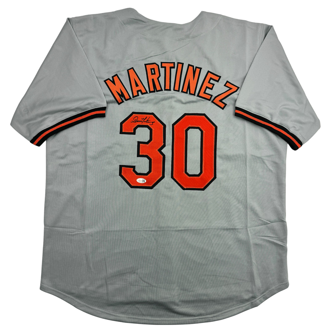 Autographed/Signed Dennis Martinez Baltimore Grey Baseball Jersey JSA COA