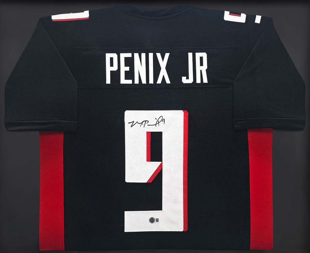 Atlanta Falcons Michael Penix Jr Signed Framed Black Jersey Beckett BAS Witness
