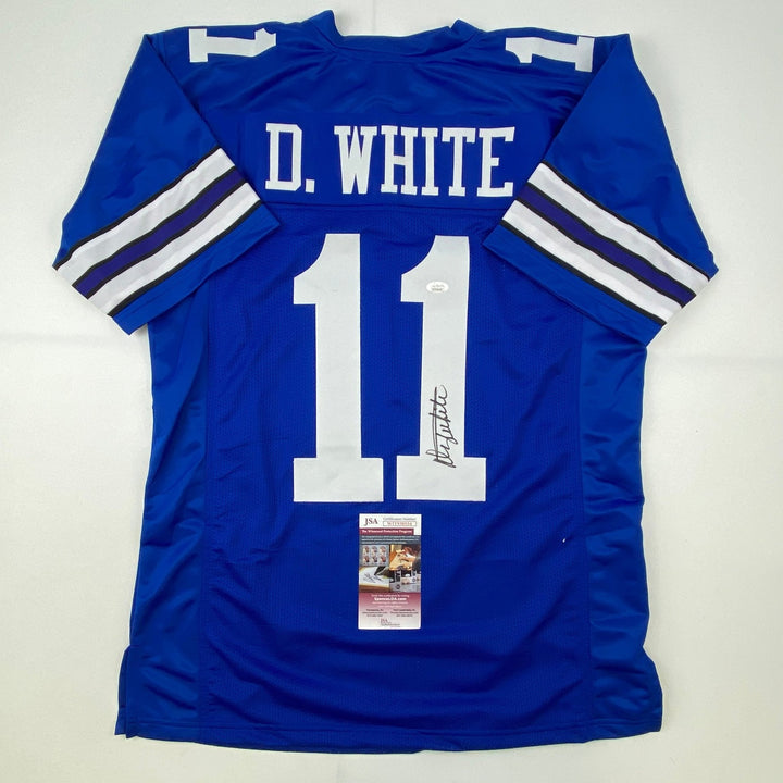 Autographed/Signed Danny White Dallas Retro Blue Jersey JSA COA Auto