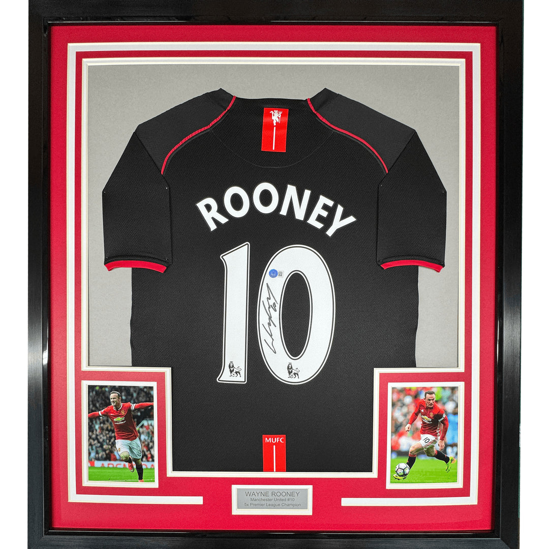 Framed Autographed/Signed Wayne Rooney 35x39 Manchester U Black Jersey COA