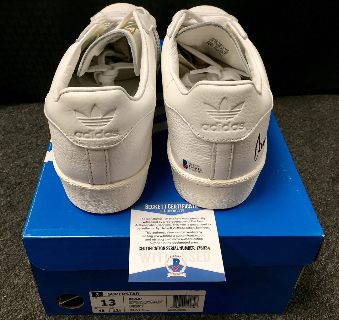 JERRY WEST Autograph "HOF 1980" Signed Adidas Shoes ~ Beckett Witness BAS COA