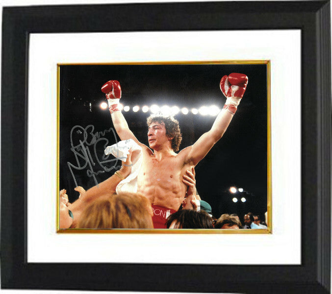 Ray "Boom Boom" Mancini signed Boxing 8x10 Photo Framed (Arms up celebration)
