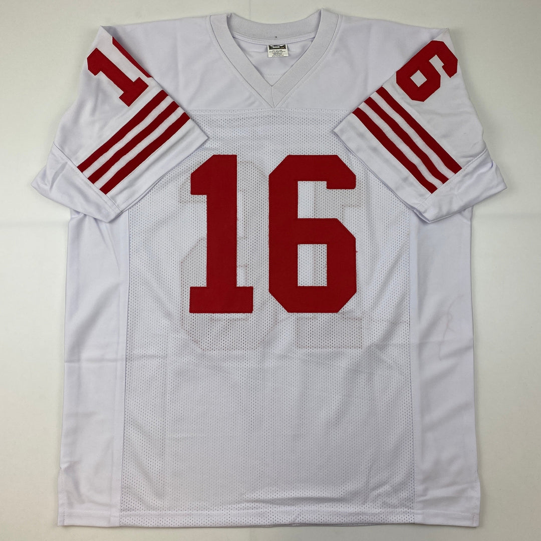 Facsimile Autographed Joe Montana San Francisco White Laser Jersey Size Men's XL
